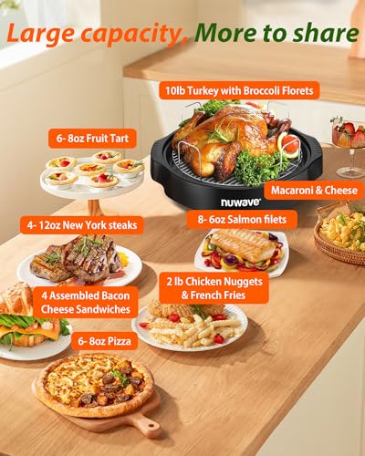 Nuwave Oven Pro Plus Air Fryer, Infra-Red Countertop, 2025 Advanced Convection, No Defrosting or Preheating, Cook Fresh or Frozen, Durable Power Dome, 100 Presets & 50 Memory, PFAS Free, Black