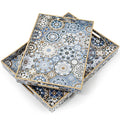 AGIOTA 2 Pcs Serving Tray with Handles Bohemian Decorative Tray Large Ottoman Trays for Living Room Blue Coffee Table Trays for Breakfast