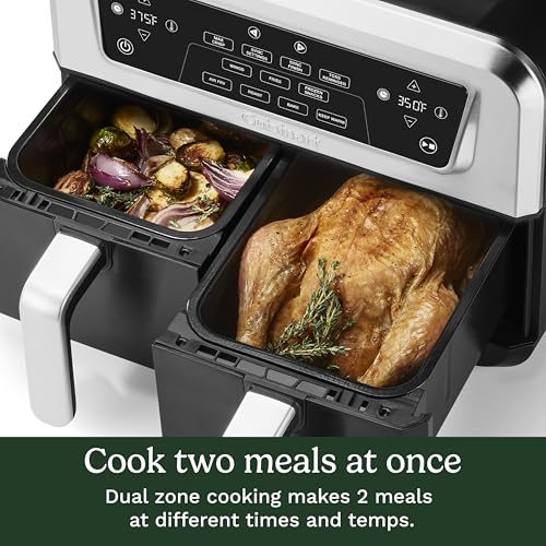 Cuisinart Dual Basket Air Fryer, 2-4.25 QT Baskets, Total 8.5 QT, 4 Functions Air Fry, Roast, Bake and Keep Warm, Features Sync Finish and Sync Settings, Toss Reminder, Auto Warm Mode and Auto-Pause