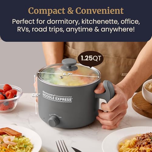 Elite Gourmet Noodle Express Electric Hot Pot, Stainless Steel, Grey