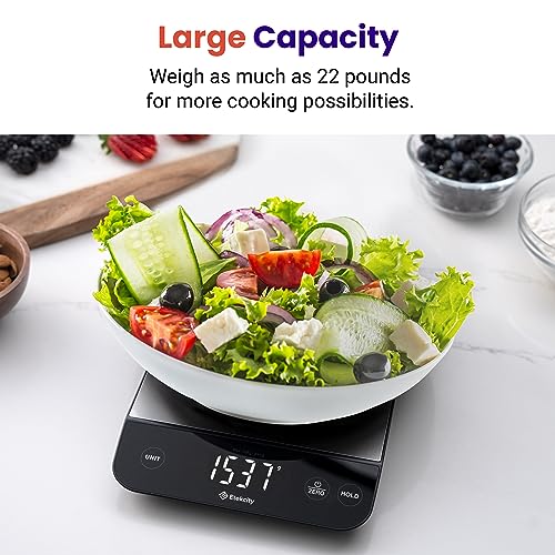 Etekcity Digital Food Kitchen Scale, Grams and Oz for Weight Loss, Baking and Cooking, 0.05oz/1g Precise Graduation,5 Weight Units, IPX6 Waterproof, USB Rechargeable,304 Stainless Steel-Silver, 22lb