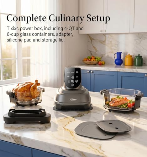 5-in-1 Glass Air Fryer for Zero-Oil Healthy Cooking, Space-Saving 1500W Countertop Cooker with 4QT 6-Cup Glass Bowl, Non-ToxicSafe & Dishwasher Friendly for Small & Large Family Meals