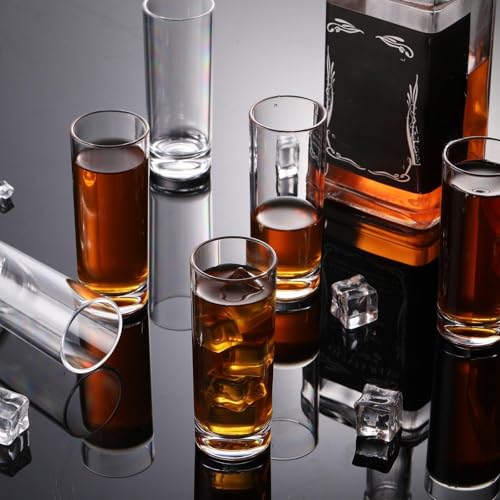 FillTouch 100 Pcs Shot Glasses Set 2.2 oz Mini Shot Cup Bulk, Clear Plastic Unbreakable Base Plastic Glass for Custom, Birthday Wedding Guest Gift (Tall)