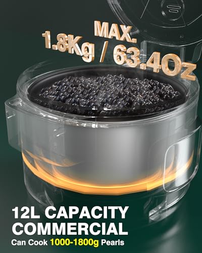 WantJoin Boba Cooker - 12L Commercial Boba Maker Machine for Pearls, Bubble Tea, Suit for Restaurants, Milk Tea Stores, Dessert Stores, 1850W