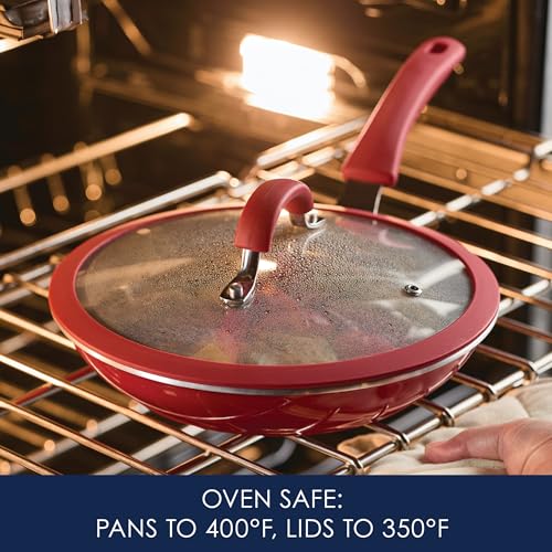 Rachael Ray Cook + Create Aluminum Nonstick Cookware Set, 10-Piece, Red