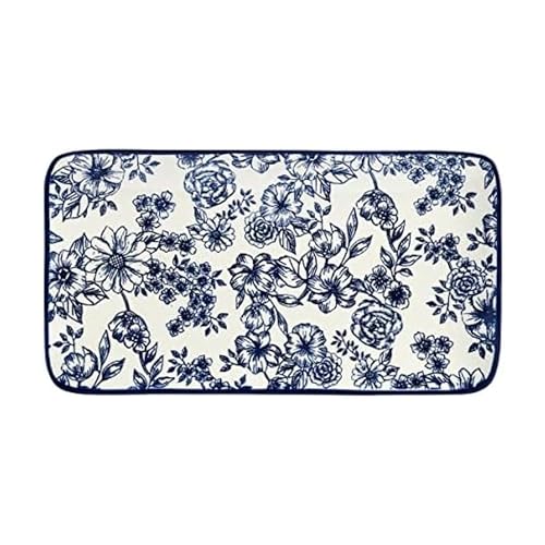 Pfaltzgraff Gabriela Blue Floral Rectangle Platter, 14.75 Inch