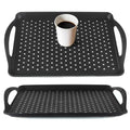 MDLUU Non-Slip Serving Tray with Handles, Food Serving Platter, Set of 2, Black