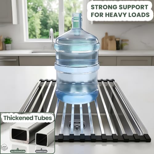Roll Up Dish Drying Rack Over the Sink 304 Stainless Steel Kitchen Drainer