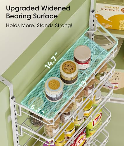 Apinol 8-Tier Over The Door Organizer Metal Hanging Spice Rack, White