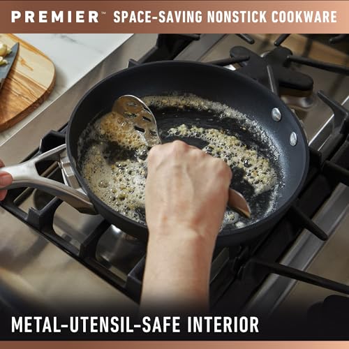 Calphalon Premier Space Saving 1.5 Quart Sauce Pan with Lid, Hard-Anodized Nonstick Cookware with MineralShield Technology, Dishwasher and Oven Safe