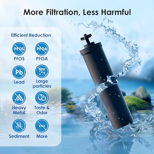 Waterdrop Black Water Filter, Replacement for Berkey®, Purewell®, ProOne®, BB9-2® Carbon Filters, Waterdrop Gravity Water Filter System, NSF/ANSI 42&372 Certified Water Filter, 2 Pack