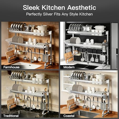 MAJALiS 3 Tier Extra Large Stainless Steel Over The Sink Dish Drying Rack