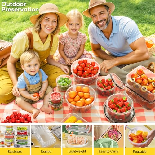 52 PCS Food Storage Containers with Lids Airtight (26 Lids & 26 Containers)- Reusable Plastic Leakproof Meal-Prep Container for Kitchen Storage Organization Microwave/Dishwasher Safe with Labels & Pen