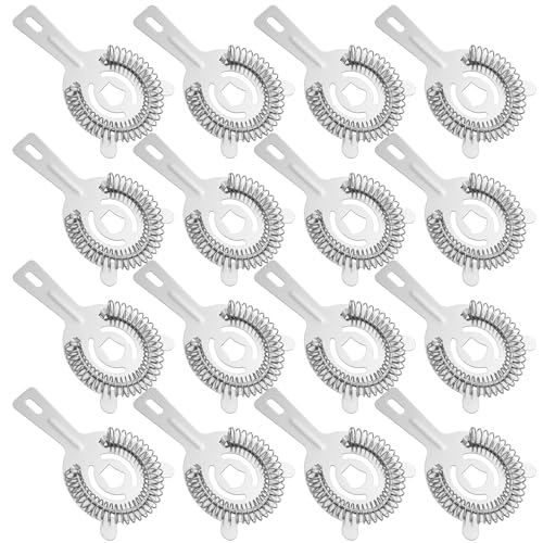 16 Pcs cocktail strainer bar strainer Stainless Steel Hawthorne Drink Strainers for Bartenders, 14.5 cm Straight Handle Ice Filter