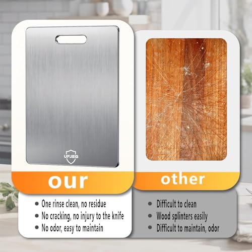 UFJEG Titanium Cutting Board, 3 PCS Titanium Cutting Boards for Kitchen, Non Toxic, Double-Sided Food Grade Chopping Board for Outdoor Camping(15.6" x 11", 13" x 9.3", 11.8" x 7.8")