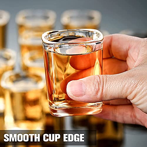 Vivimee 30 Pack Heavy Base Shot Glasses Bulk, 2.2 oz Square Shot Glass Set, Clear Espresso Shot Glass, Small Whiskey Shot Glasses for Vodka, Whiskey, Tequila, Espressos, Spirits & Liquors
