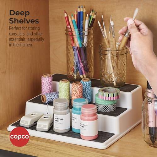 Copco Grey 2 Non-Skid 3-Tier Spice Rack Organizer for Pantry, 2-Pack, 10-Inch