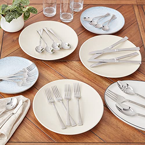 Mikasa Harmony 45-Piece Silverware Set, 18/10 Stainless Steel Cutlery for 8, Includes Forks, Knives, Spoons, and 5-Piece Serving Utensils Set