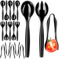 18 Pcs Black Plastic Serving Utensils Set – Heavy Duty Disposable Serving Spoons, Forks & Tongs | 10″ Serving Spoons for Buffet, Party, Catering, Wedding | Reusable, BPA-Free