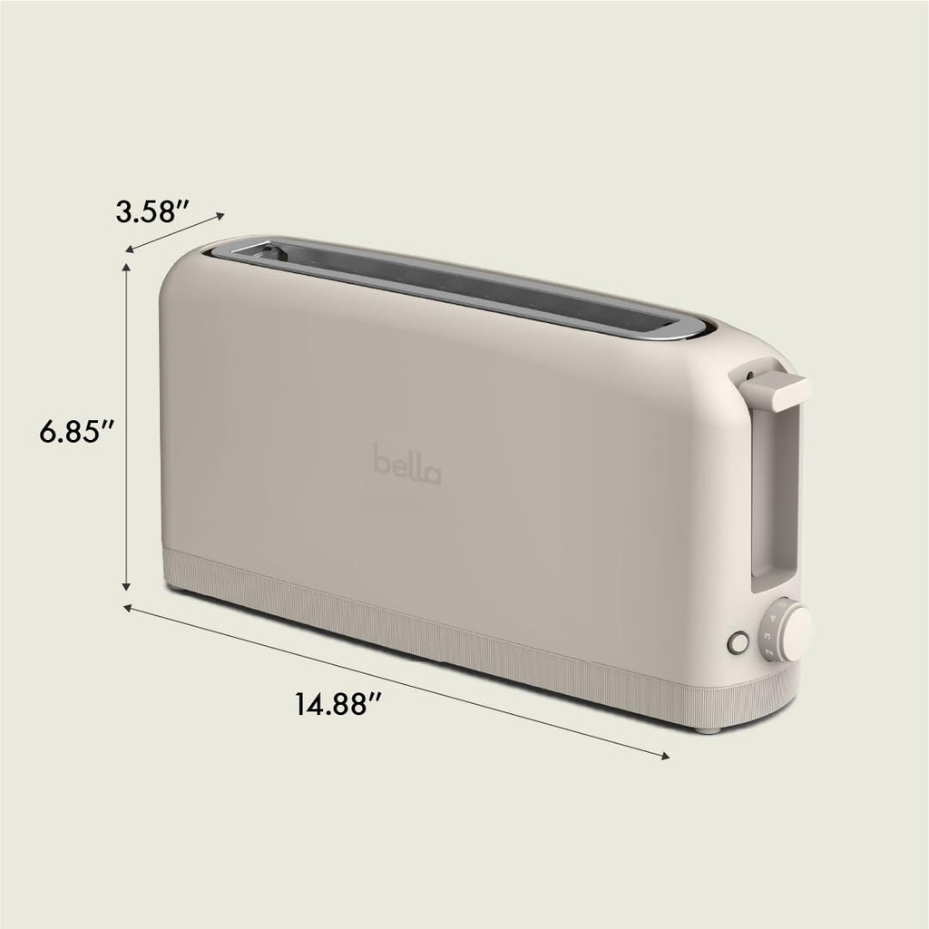 bella 2 Slice Slim Toaster,Fits-anywhere™ Kitchenware,6 Setting Shade Control with Reheat & Cancel Buttons,Fits sourdough,10” Long Slot,Anti Jam & Auto Shutoff,900 Watt,Oatmilk,(Pack of 6)