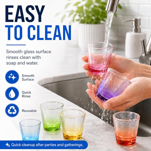 ZZYFGH 6 Pack Shot Glasses Set,1.5 oz Colorful Shot Glass with Heavy Base,Shot Glass for Vodka, Whiskey, Tequila, Espressos, Spirits & Liquors