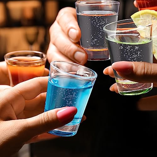 Qipecedm 6 Pack Heavy Base Shot Glasses Set, 1.6 oz Colorful Shot Bulk, Clear Shot Glass, Tequila Cups Small Glass, Shot Glasses for Whiskey, Tequila, Vodka, Spirits & Liquors