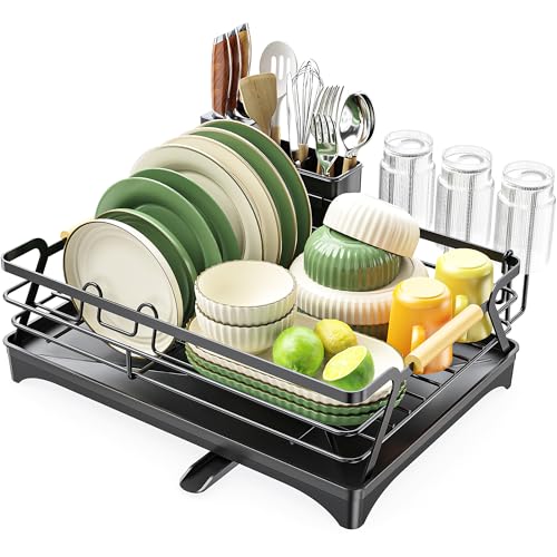 Epicano Dish Drying Rack for Kitchen Counter,Black,Large Capacity