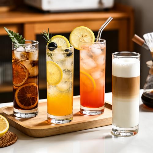 Cadamada Premium Highball 10oz Drinking Glasses,Highball Glasses,Cocktail Glasses,Set of 12 Clear Small Vases,Bar Glassware for Mojito, Whiskey, Cocktail