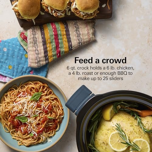 Hamilton Beach 6 Quart Slow Cooker With Space-Saving Folding Handles