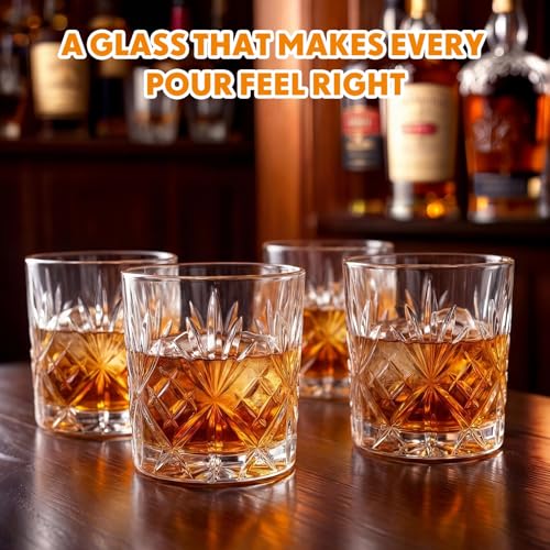 Yiyiring 12 Pcs Old Fashioned Whiskey Glasses 12 oz Elegant Crystal Whiskey Glasses Bourbon Cocktail Rocks Glass for Bourbon Scotch Liquor Cocktails Barware Men Gifts