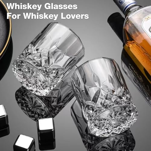 Gencywe Crystal Whiskey Glasses Set of 8(Buy 6, get 2 Free), 11 OZ Old Fashioned Whiskey Glasses, Bourbon Cocktail Rocks Glasses, Clear Bar Glasses for Drinking Scotch Vodka Tequila Rum Gift for Men