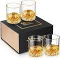 Hlukana Luxury Box Old Fashioned Whiskey Glasses Set of 4, 11 OZ Cocktail Glasses, Bourbon Rocks Scotch Glasses, Barware for Scotch Rum Vodka Liquor, Gifts for Men Father Grandfather Boss