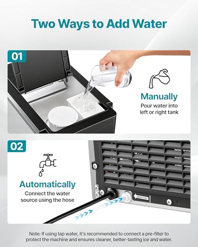 VEVOR Water Dispenser with Ice Maker, 3-in-1 Countertop Water Dispenser, 35 LBS/24H, 12 Cubes/7 Min Fast Ice Making with 4 LBS Storage, Bullet/Crushed ICES & Cold-Water, for Home, Kitchen, Party