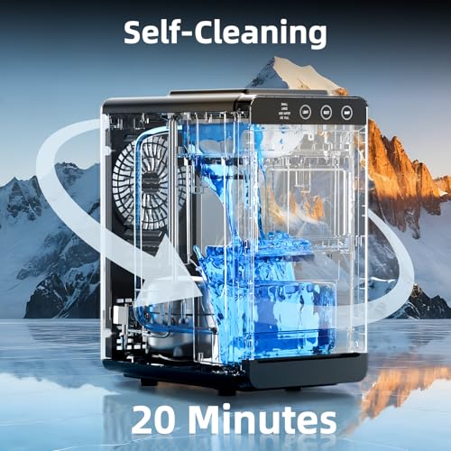 Antarctic Star Ice Maker, Portable Ice Machine with Self-Cleaning Function, 8 Cubes in 6 Mins Fast Countertop Ice Making, Compact Ice Maker for Home, Kitchen, RV, Travel, Matte Black