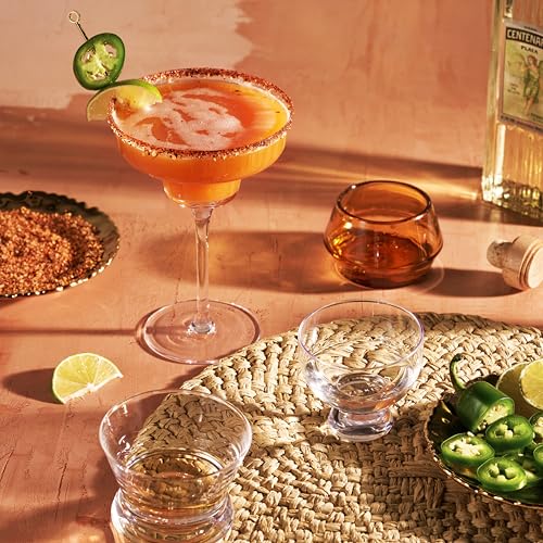 Viski Raye Angled Stemmed Margarita Glasses, Premium Crystal Cocktail glasses, Bar Accessories, Perfect Cocktail Gift, Set of 2, 12oz