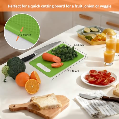 Luckyiren Plastic Cutting Board Set, 3 Pack Small Chopping Boards for Kitchen, BPA-Free, Dishwasher Safe, Color Coded Boards Pads for Meat Vegetable Fruit, Easy Grip Handle, Non-Slip, Space Saving