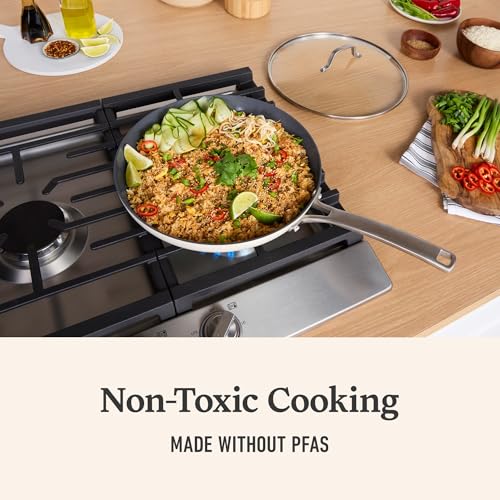 Calphalon Ceramic Nonstick 12 Piece Cookware Set, Easy Cleanup Pots and Pans for Everyday Cooking, PFAS-Free Kitchen Set, Dishwasher Safe, Oven Safe, Flour