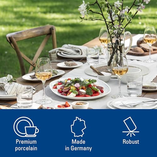 Villeroy & Boch Artesano Original 16-Piece Dinnerware Set, Service for 4, Dinner and Salad Plates, Pasta and Rice Bowls, Premium Porcelain, Made in Germany, Microwave and Dishwasher Safe, Creamy White