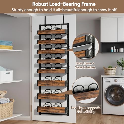 Stuvicient Over the Door Pantry Organizer: Pantry Organization and Storage with Hanging Basket - 8-Tier Adjustable Shelves Metal Spice Rack for Kitchen Laundry Room Bedroom & Bathroom