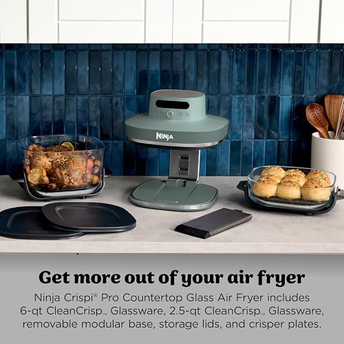 Ninja Crispi Pro 6 in 1 Glass Air Fryer, 6 Quarts, 2.5 Quarts, Glass Container with Lid, Non-Toxic, Meal Prep, Microwave, Freezer and