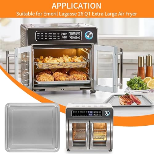 GWYSY Air Fryer Replacement Tray for Emeril Lagasse Everyday 360 26 QT Extra Large Air Fryer, 12.5''×11.5'' Steel Air Fryer Accessories Grill Pan Plate Replacement Parts Rack