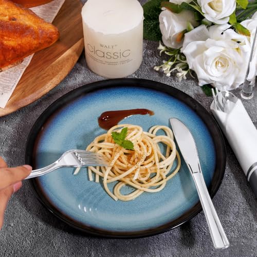 Joyido 400PCS Pre Rolled Silver Plastic Silverware Sets - Heavy Duty Silver Cutlery - Include 100 Pack Wrapped Disposable Utensils with Napkins for Parties & Dinners & Weddings