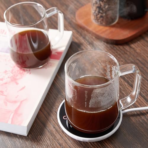 ZMZKKLL Large Glass Coffee Mugs, 20 oz Glass Coffee Cups Set of 2, Clear Borosilicate Glass Mugs with Handles for Cappuccino, Tea, Latte, Hot/Cold Beverages, Wine, Americano