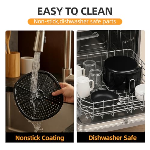Air Fryer 6.5 QT Extra Hot Air Fryer for Crispy Cooking Bake Roast Nonstick High Gloss Black Finish Perfect for Healthy Meals Kitchen Appliance