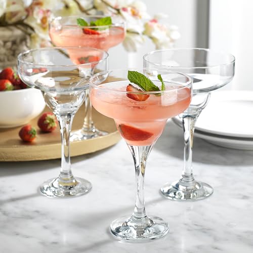 Glaver's Margarita Glasses Set Of 4, 10 oz. Bar Glasses for Cocktails, Martini, Margarita, Dessert, and Everyday Use Crystal Clear Classic Martini Glasses, Dishwasher safe.