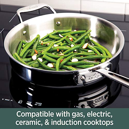 All-Clad D5 5-Ply Brushed Stainless Steel Stockpot 8 Quart Induction Oven Broiler Safe 600F Pots and Pans, Cookware Silver