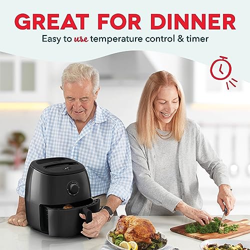Dash Tasti-Crisp™ Air Fryer - AirCrisp® Technology - Compact Design with Adjustable Temperature Control - Nonstick Fry Basket & Auto Shut-Off Feature - 6 Quarts - Black