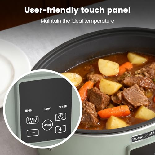 HOMECOOKIN Slow Cooker, Extra Large 10 Quart Programmable Slow Cookers with Timer, Dishwasher Safe Glass Lid & Crock, Kitchen Appliance for Families and Gatherings, Olive