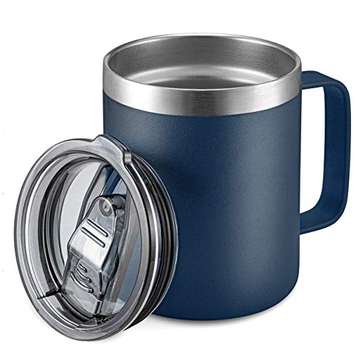 ALOUFEA 12oz Stainless Steel Insulated Coffee Mug with Handle, Double Wall Vacuum Travel Mug, Tumbler Cup with Sliding