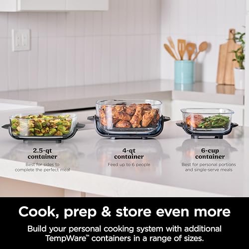 Ninja 4-QT CleanCrisp™ Glassware Container with Storage lid, Compatible with Ninja Crispi FN101 & AS101 Series, Microwave, Freezer & Dishwasher Safe, PFAS & PTFE Free Glass, XSKSFN4QT